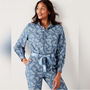 Old Navy Women's Waist Defined Floral Utility Non Stretch Jumpsuit - L
